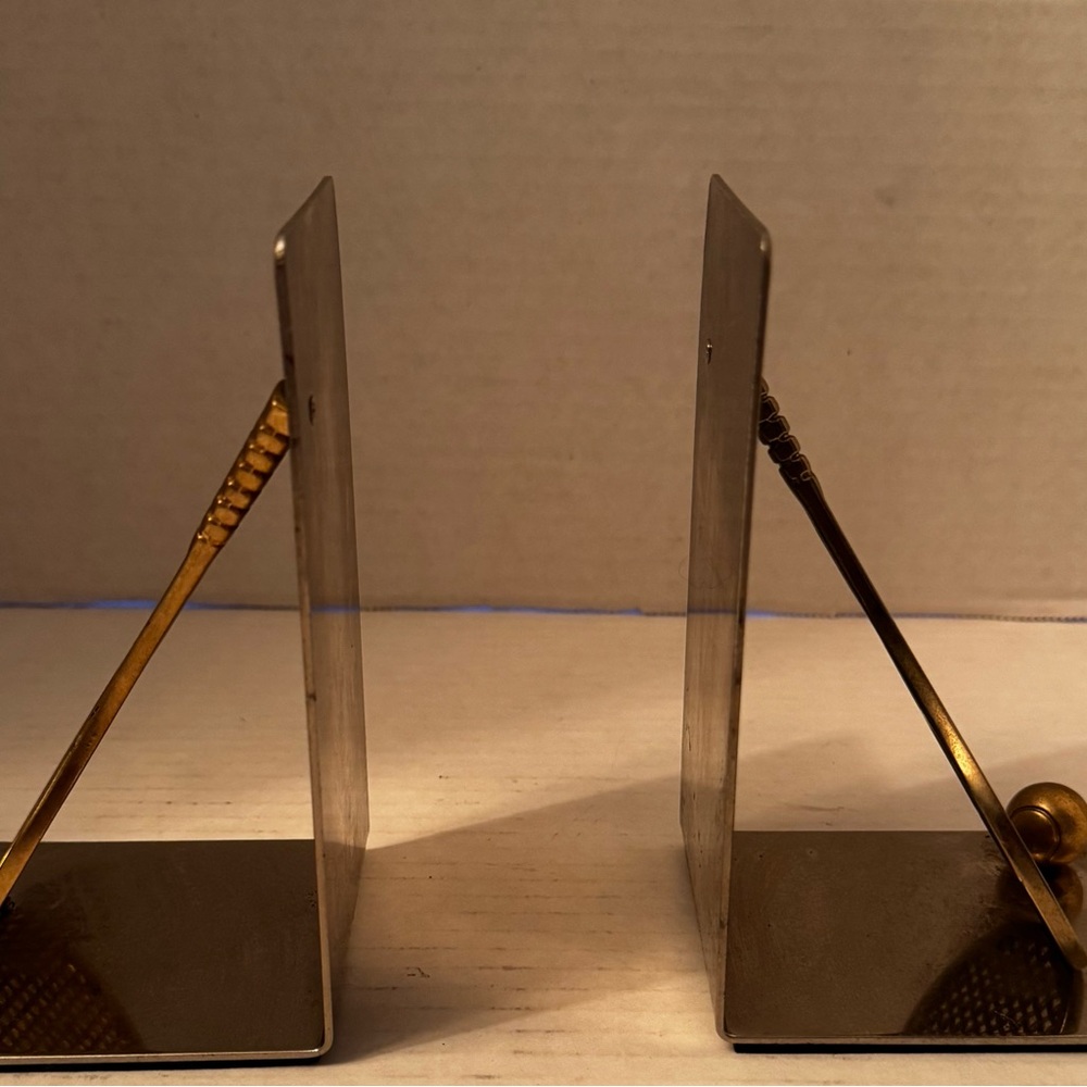 Gold and Silver Tennis Racket Bookends - Picture 3 of 7